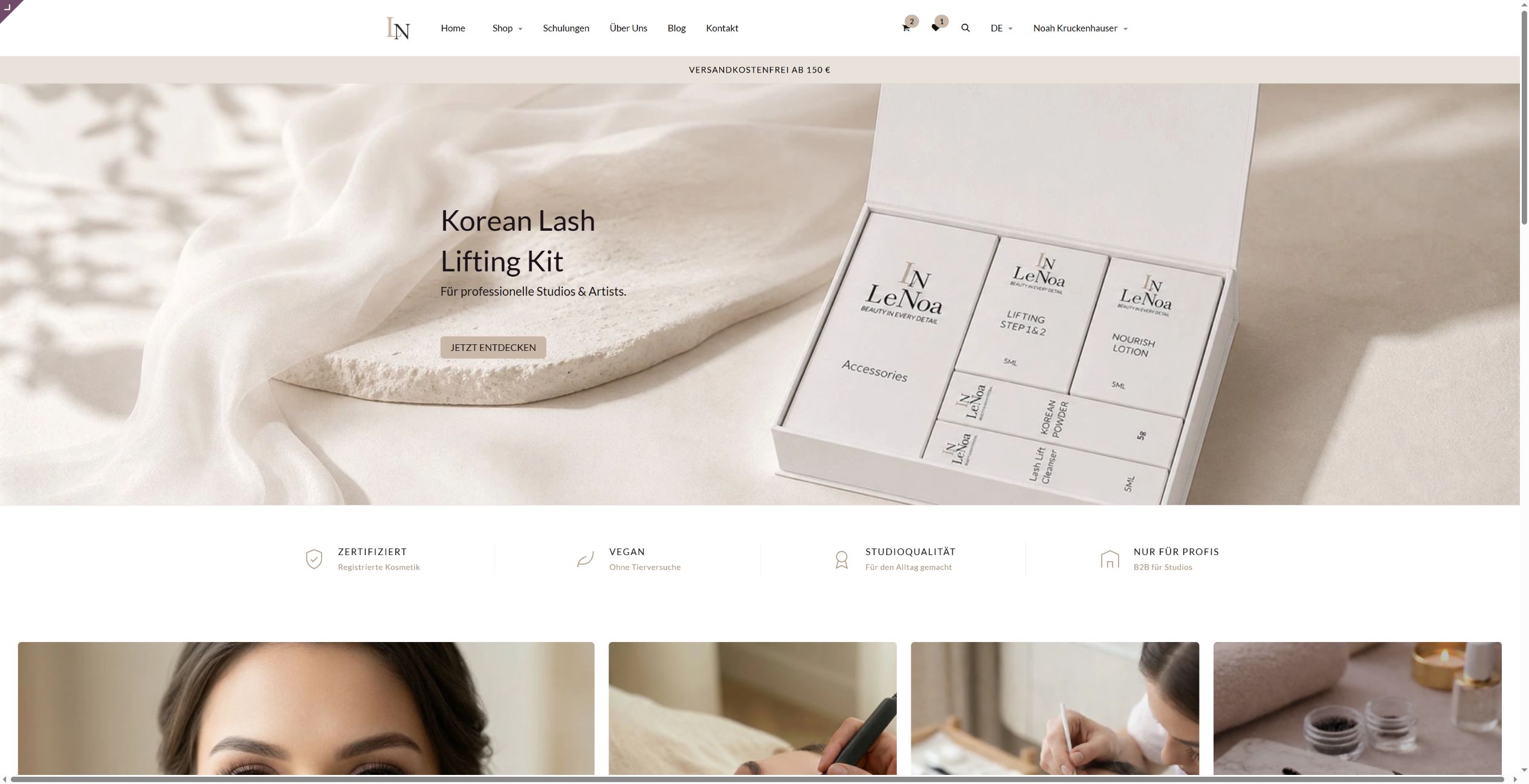 Screenshot der Le Noa Webseite im Browser-Mockup